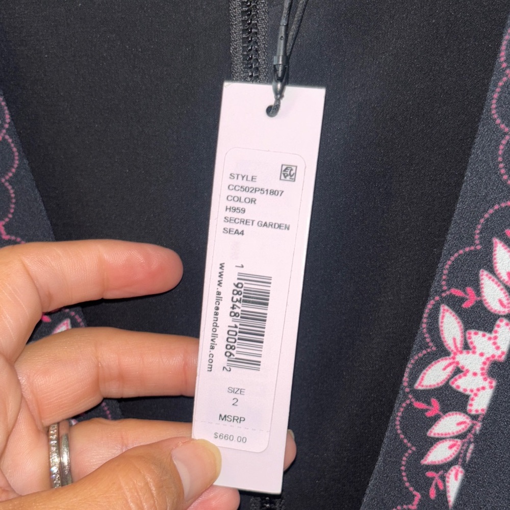 NEW Alice + Olivia Midnight Floral Special Occasion Pleated Jumpsuit Sz 2 - Picture 11 of 13